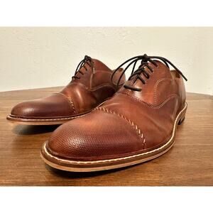 Brown Leather Joseph Abboud Essex Cap Toe Dress Shoes US Size 10.5